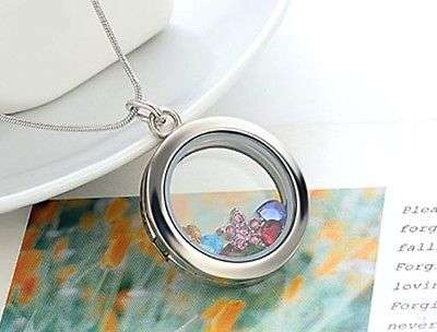 30mm Floating Memory Locket Charm Blessed Plated live Living Love Necklace